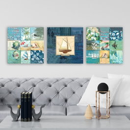 Wallity DRPRC9011 Conjunto de 3 Pinturas Decorativas en Lienzo Multicolor